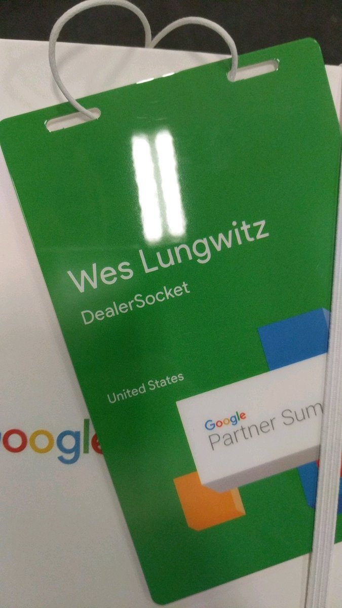 WesLungwitz's tweet photo. Representing @DealerSocket @googlepartners Summit. #GooglePartnerSummit #DealerFire #StartSomething https://t.co/Q1HB1wlsxi