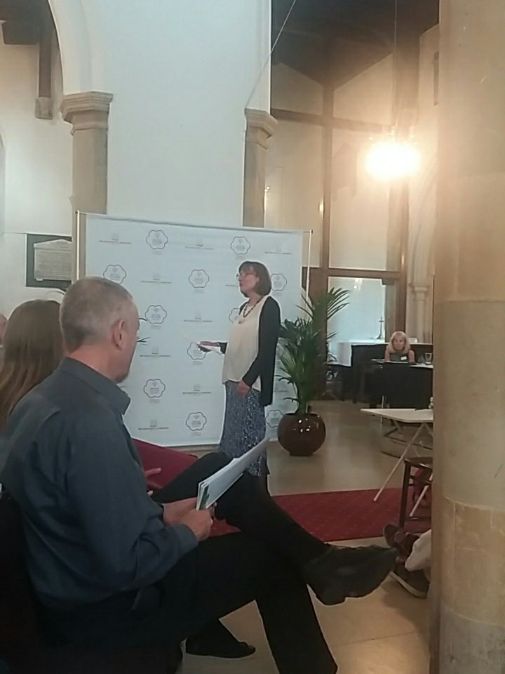 Our enthusiastic ambassador Judy from <a href="/stonyinbloom/">StonyinBloom</a> giving her report at the awards