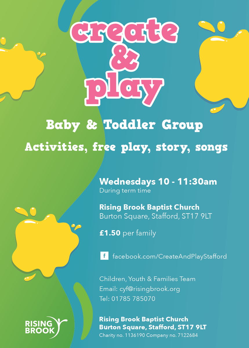RisingBrookCYF's tweet photo. Our new baby &amp; toddler group is launching this Weds (4th Oct) at @RisingBrook Church Centre! #Stafford https://t.co/fA4g5jjRpu