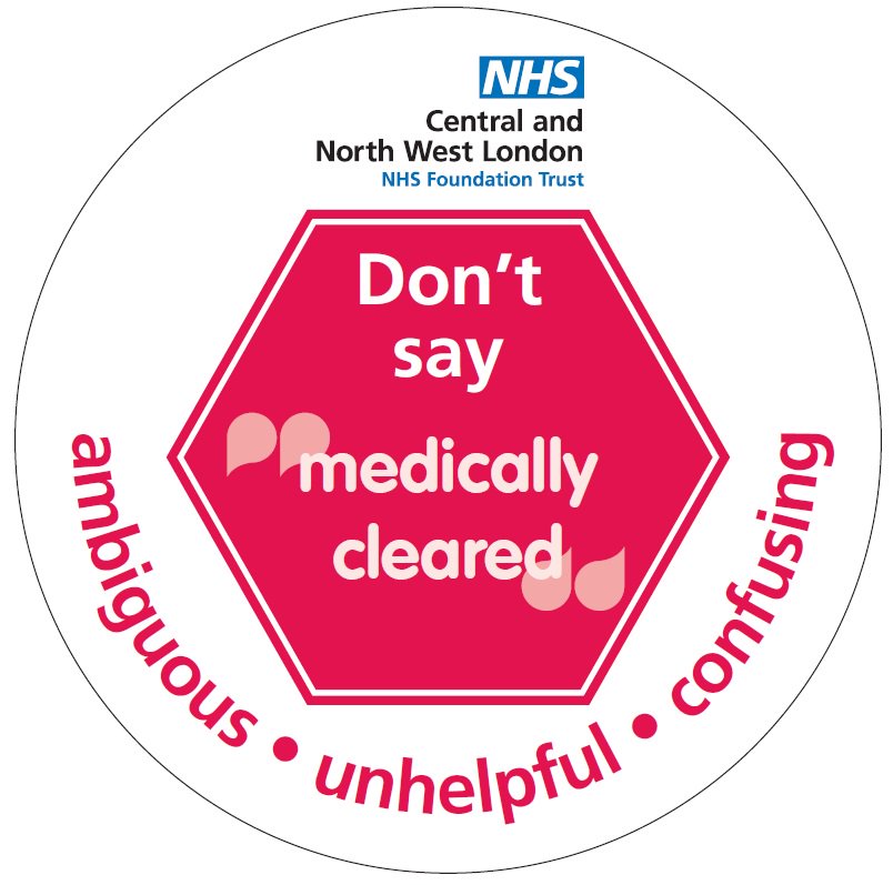 "Don't say #MedicallyCleared"

Here's why it's unhelpful and here's what is more helpful
cnwl.nhs.uk/news/dont-say-…