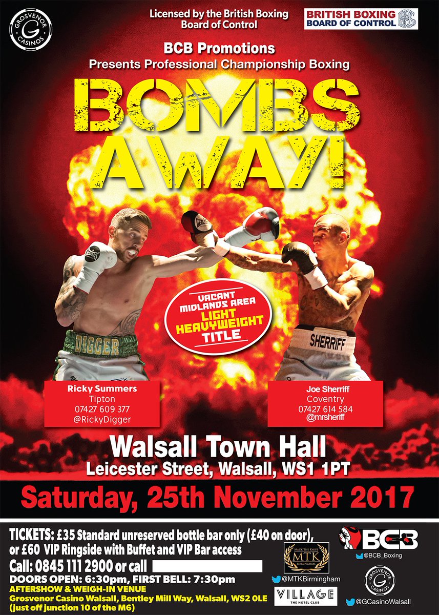 👊💥 | BREAKING NEWS! <a href="/RickyDigger/">Ricky summers</a> and <a href="/mrsherriff/">Joe Sherriff</a> for Midlands Area Light Heavyweight Title at Walsall Town Hall on 25.09.17! <a href="/MTKBirmingham/">MTK Birmingham</a>