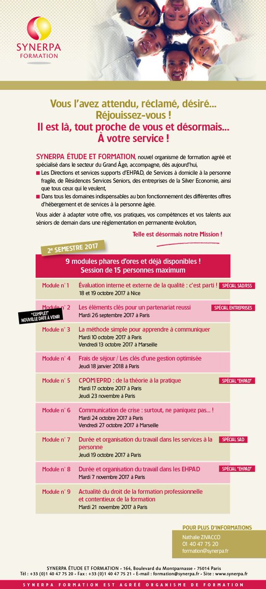 SYNERPAcom's tweet photo. SYNERPA Formation découvrez nos nouvelles dates domicile >> + d'infos sur le stand SYNERPA Domicile #assises17 #sad @Ehpa_Presse https://t.co/tVysWE93Sk