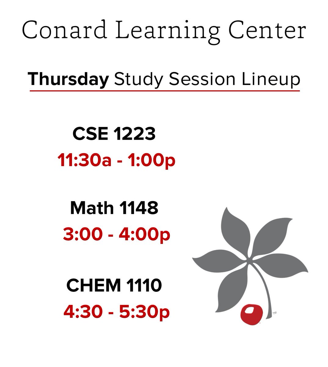 OSUmansCLC's tweet photo. TODAY's lineup of FREE study sessions in the CLC! @osumansfield #FREEhelp #WorkHardGetHelpSucceed https://t.co/pe9OdMZXLH