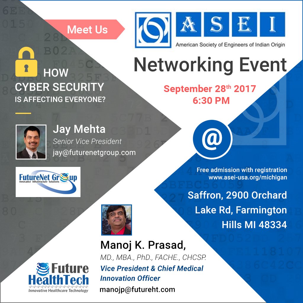 futurenet_group's tweet photo. Our #SVP will be informing the masses on #CyberSecurity tonight at Saffron in Farmington Hills, Michigan. https://t.co/iksXIBiPRH
