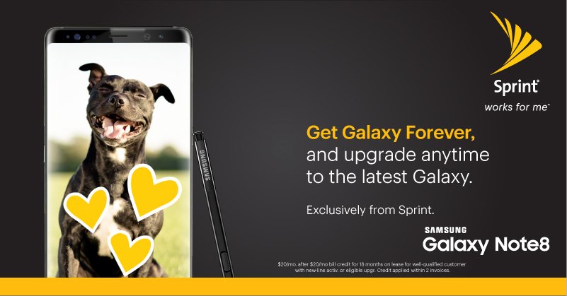 Express
yourself in new ways with the Samsung Galaxy Note8, right now for 50% off with
Sprint Flex. sprint.co/stores