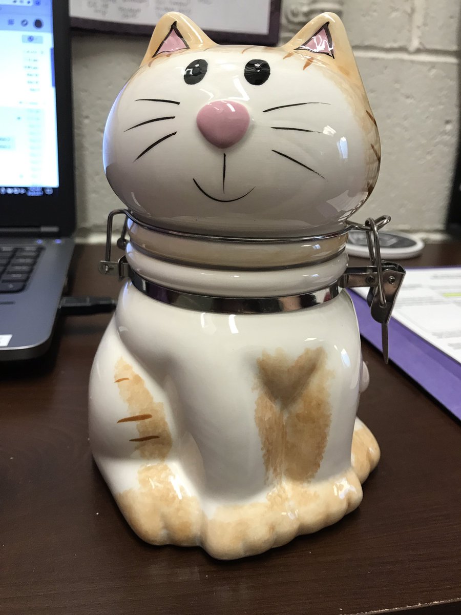 MrsDutroMDUSD's tweet photo. Love my gift from my secret pal! It's purr-fect! 😻 #PBIS #staffbonding #teamPHE #dinomight @PHEdinos @MurphyOates https://t.co/oqOYkzToYL