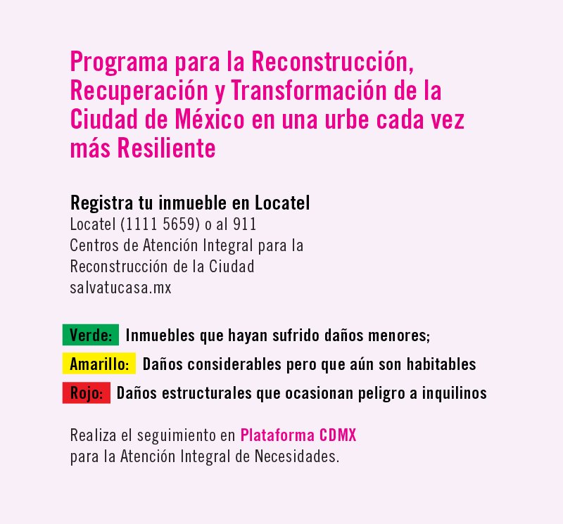 LabCDMX's tweet photo. Conoce el Programa para la Reconstrucción, Recuperación y Transformación de la #CDMX en una urbe cada vez más Resiliente #ReconstrucciónCDMX https://t.co/8RiyWjTiL4