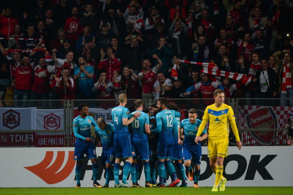 BetVictor's tweet photo. #BATEvARS
09': Walcott scores ⚽️
22': Walcott scores ⚽️
23': BATE make a sub ➡️
25': Holding scores ⚽️
28': Ivanic scores ⚽️
3-1 https://t.co/qJLYeuWutb