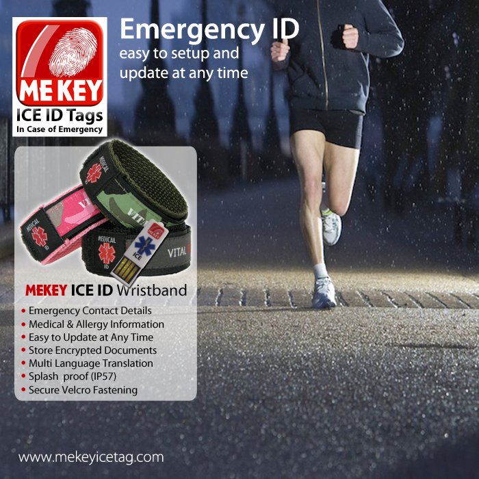 The darker nights are starting to close in, remember to carry emergency ID when training, running or on a ride. mekeyicetag.com/id-wristbands