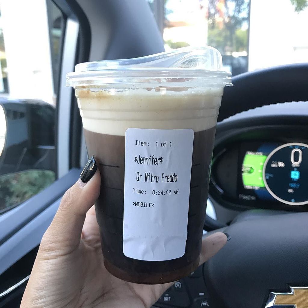 jenebean's tweet image. Yum #falladdiction #nitrofreddo #coldbrew #caramelfoam #almostfriday #goodmorning ift.tt/2xMKdNr