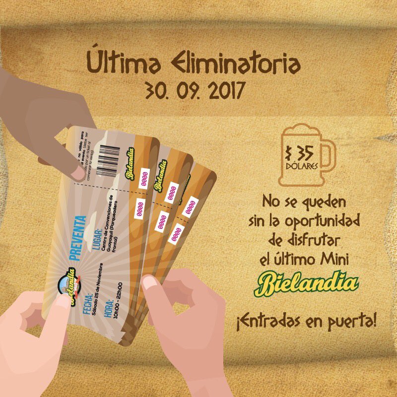 bielandia's tweet photo. ¡Cada vez falta menos para nuestra ÚLTIMA eliminatoria! Aprovechen comprando la preventa desde ya. 🎉🏆🍻#Bielandia2017 https://t.co/kdTo04WJSW