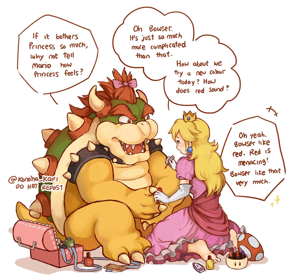 First time drawing my childhood fandom YE I want Bowser and Peach to be goo...