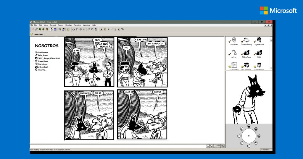 windows_latam's tweet photo. ¿Lo recuerdas? Cuéntanos qué personaje eras en #ComicChat. #TBT https://t.co/rKaHDeHV7d
