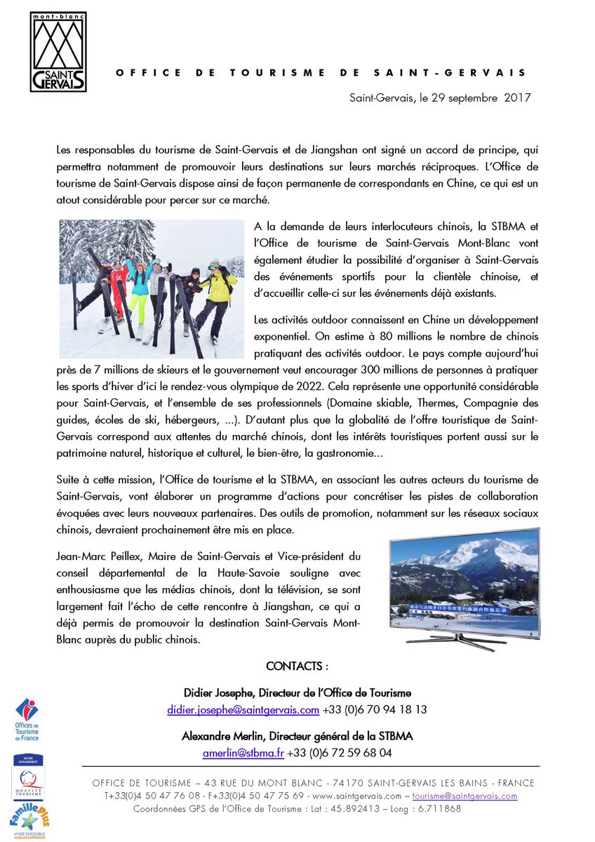 Saint_Gervais's tweet photo. Mission #Chine avec la #STBMA domaine skiable de #SaintGervais #MontBlanc perspectives partenariat institutionnel & commercial Accord signé! https://t.co/vlvsstyd29