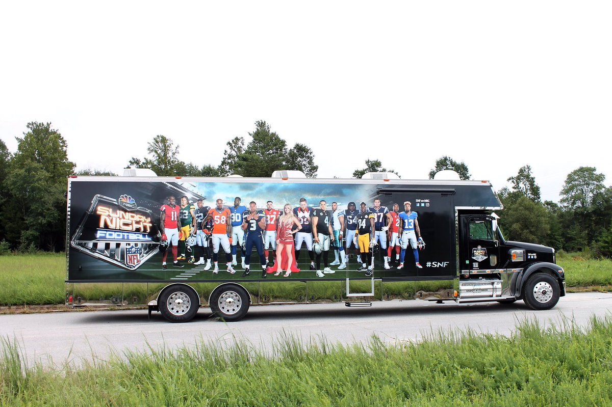 For all you Football fans the NBC #SNF bus will be parked in front of our event tomorrow! #ItsGoingNOFF