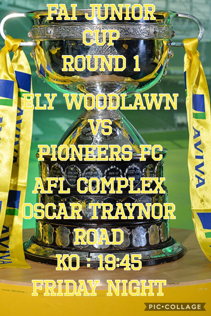 Tomorrow night 
🕹Ely Woodlawn vs Pioneers FC 
🕖19:45 
🏆FAI JUNIOR CUP 
📍AFL complex