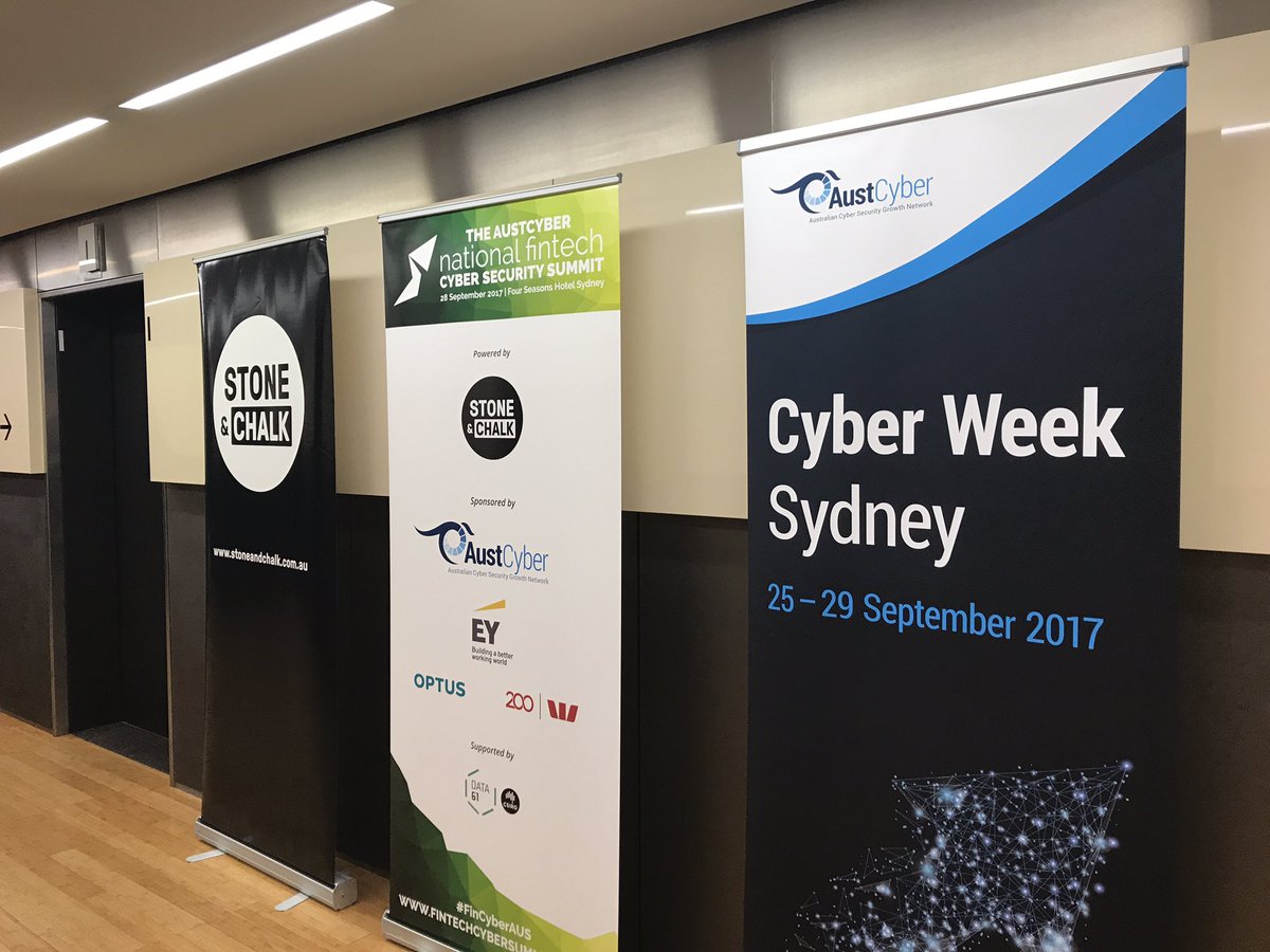 AustCyber's tweet photo. Last day of #cyberweekSYD & we're at @UNSW city campus for the #FinCyberAus workshops. First up the *awesome* @domprice with @Cyber_Roo https://t.co/yYkFkZTeFf