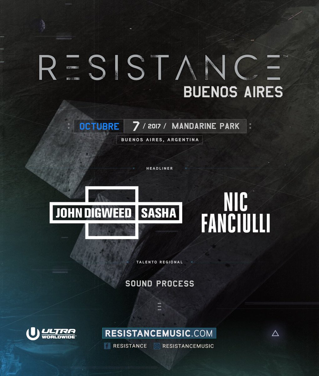 Presenting the lineup for RESISTANCE Buenos Aires Weekend 1...

John Digweed | Sasha
Nic Fanciulli

and more...