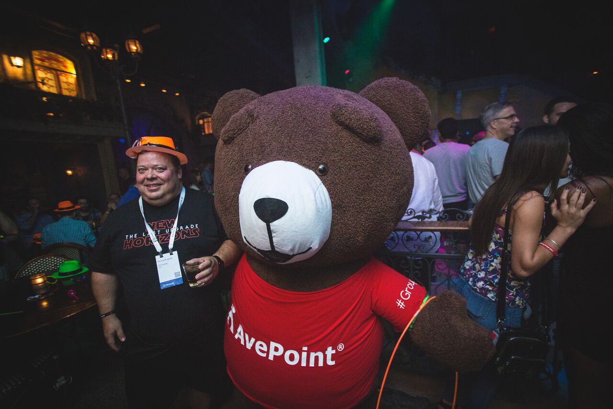 AP_Barry's tweet photo. Striking a paws at the #AvePointRED pawty. A pleasure to meet you, @TJ_AvePoint! #MSIgnite https://t.co/eNWv7eDmci