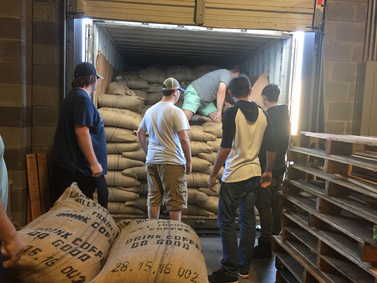 LOTHRoswell's tweet photo. The green beans have arrived! 44,240lbs of coffee, sorted into some incredible offerings - including this year's crop from Ruli Mountain! https://t.co/esthxxftxW