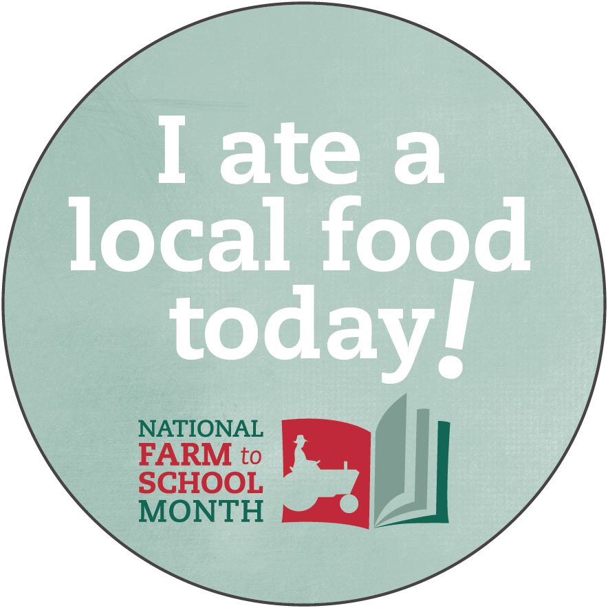 RT this sticker from <a href="/FarmtoSchool/">National Farm to School Network</a> if you’re celebrating #F2SMonth by eating local foods! We’re wearing our sticker proud! #FarmtoSchool