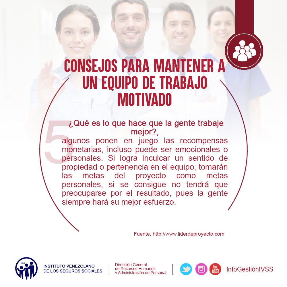 infogestionivss's tweet photo. #TalentoHumano - Como mantener a un equipo de trabajo motivado #DGRHYAP #IVSS #InfoGestion https://t.co/A1VMkR5faR