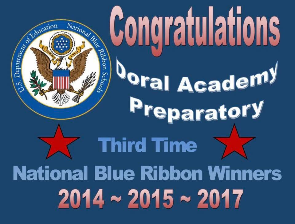 Doral_Academy's tweet photo. National Blue Ribbon Recipient #thirdtimeinarow #doralacademy https://t.co/WJjOvufvBH
