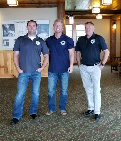 ARFireMarshals's tweet photo. Newly elected President @BenHammond3 and Vice President @ChiefRose19 stand w/ Past President Bill Rumsey at the Fall 2017 Conference https://t.co/q6aKFu13DD