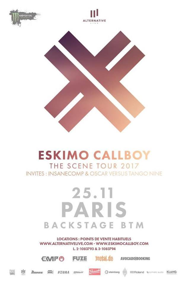 InsaneComp's tweet photo. Paris, nous serons en 1ère partie de @EskimoCallboy le 25.11 avec OVTN ! Can't wait contactez nous pour les préventes ! #EskimoCallboy https://t.co/8VVKc4FUXF