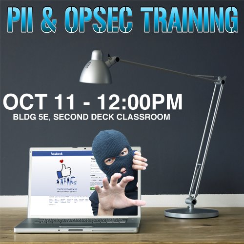 MCCSMCRD's tweet photo. Keep your family safe online after attending Oct 11 PII &amp; OPSEC Training from Marine Corps Family Team Building https://t.co/MYVLKPAAX4