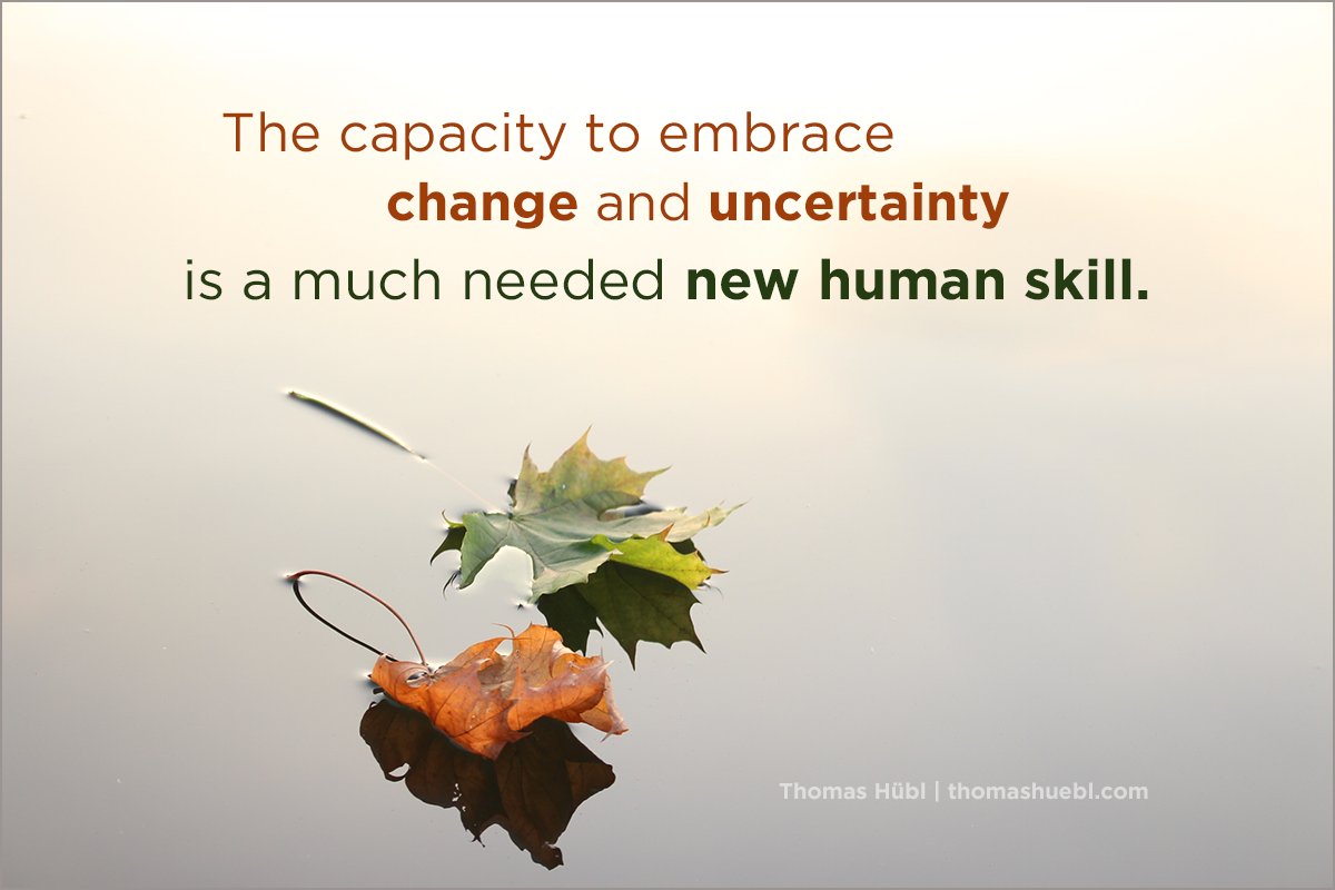 ThomasHuebl's tweet photo. The capacity to embrace change and uncertainty is a much needed new human skill. #embracechange https://t.co/W6snK9emWL