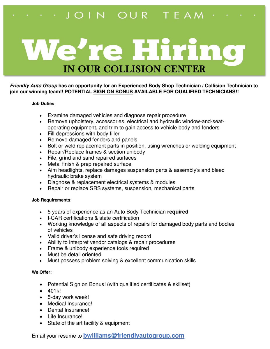 auto body job description
