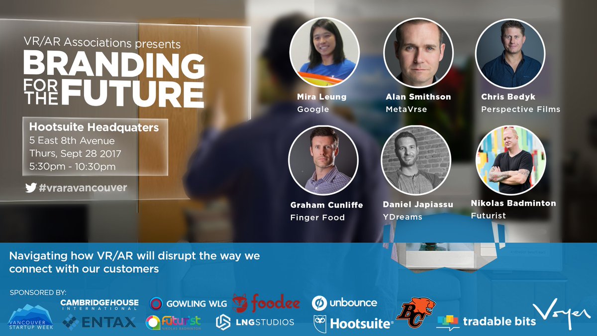 Our event at <a href="/hootsuite/">Hootsuite 🦉</a> is tonight, doors 5:20! Last chance to get your tickets! use code: vrarabrand for 30% off. picatic.com/event150407164…