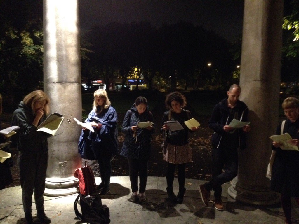 walkingreading's tweet image. Reading Silvia Federici while sheltering at the Church of St John of Hackney on last night's walk 💚 @spacestudios