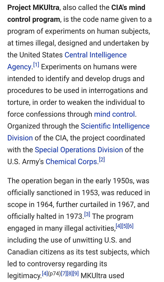 This thread will be all about MK Ultra, which I've talked about in my other threads but for the reference: