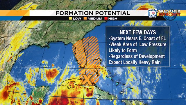 A disturbance moves closer to SoFlo tomorrow-- whether it organizes or not, expect rain on Friday! https://t.co/tBLcJtgfEc