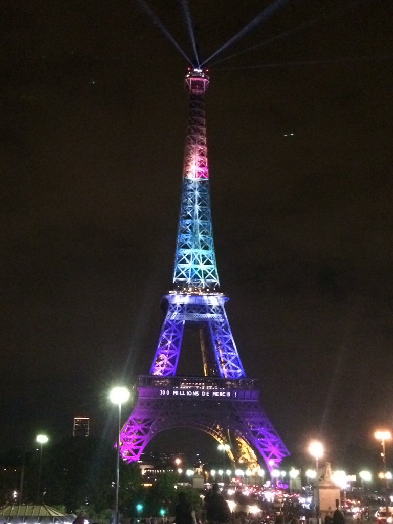mayes_david's tweet photo. How lucky are we! Colour celebration: 300 million visitors today! The Tower was cast in a variety of amazing effects https://t.co/YZFsM80dHu
