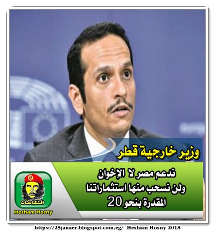 وزير خارجية قطر ندعم مصر لا الإخوان ولن نسحب منها استثماراتنا المقدرة بنحو 20