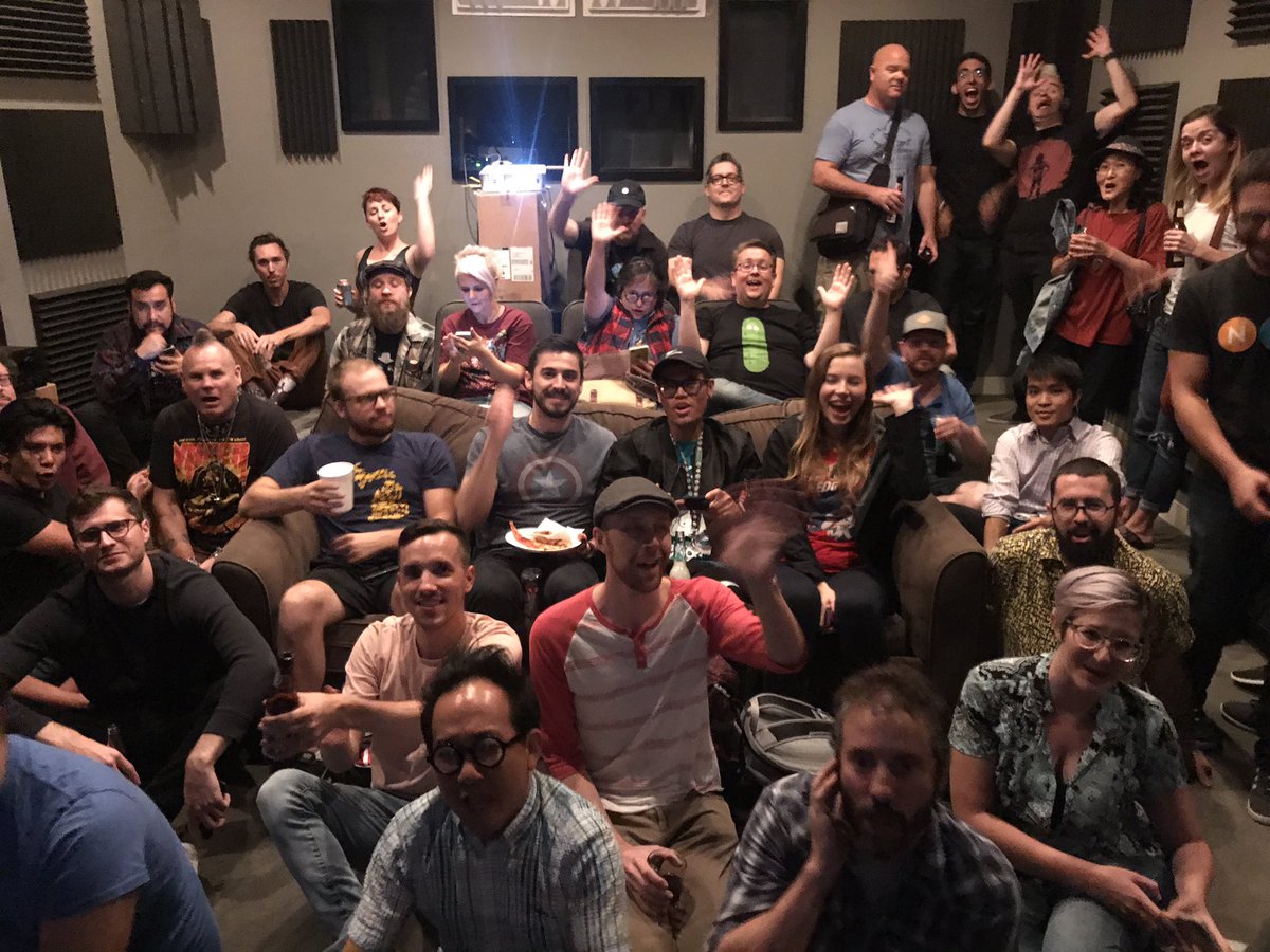 JustinRoiland's tweet photo. Rick and Morty crew watching S3 finale. Love these hard working bad asses!! https://t.co/RUxCutErHZ