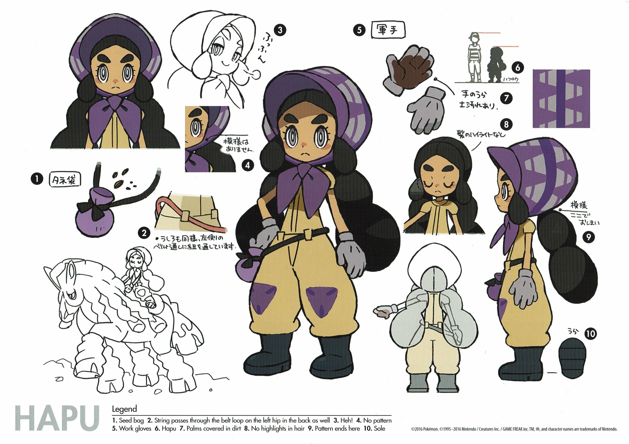 Videogameart Tidbits Pokemon Sun Moon Hapu Character Model Sheet