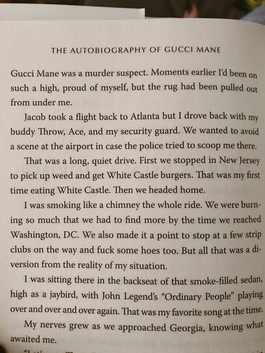 About 90% of the way finished w/ #TheAutobiographyOfGucciMane. So good. But constant laughter at the insanity of it