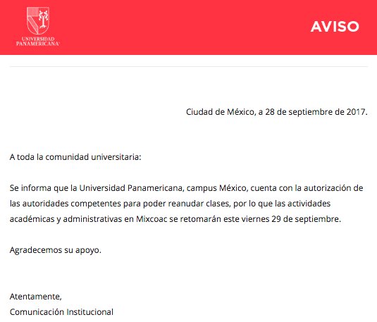 UPMexico's tweet photo. Estimada comunidad UP: se reanudan actividades en campus México a partir de mañana viernes 29 de septiembre. https://t.co/B33XVxQxNN