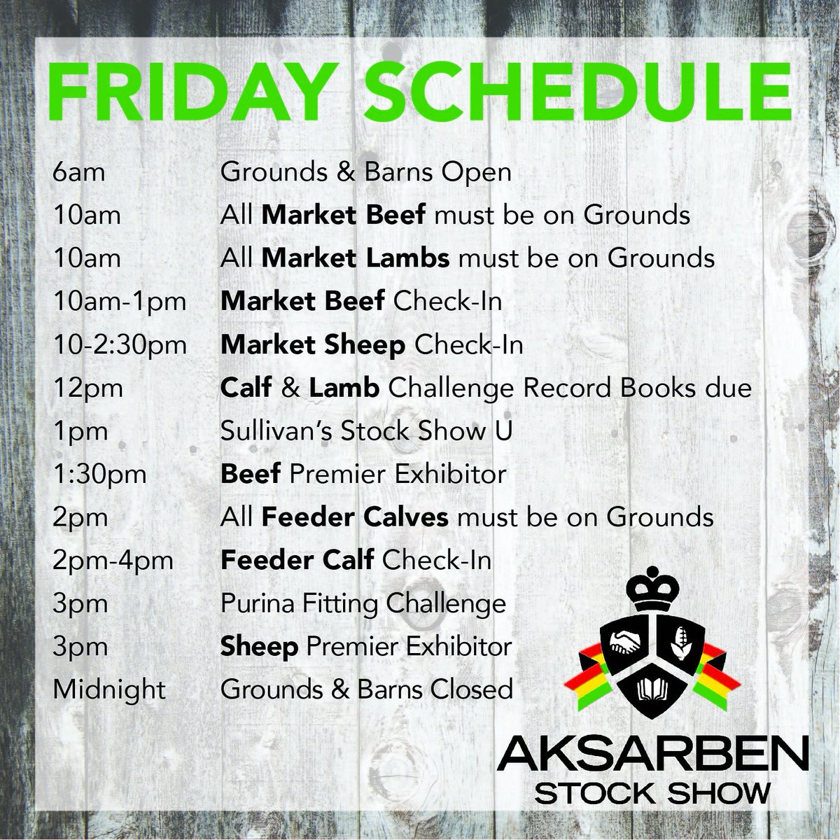 Here is Friday's schedule for #aksarben17 - Feel free to like and share!