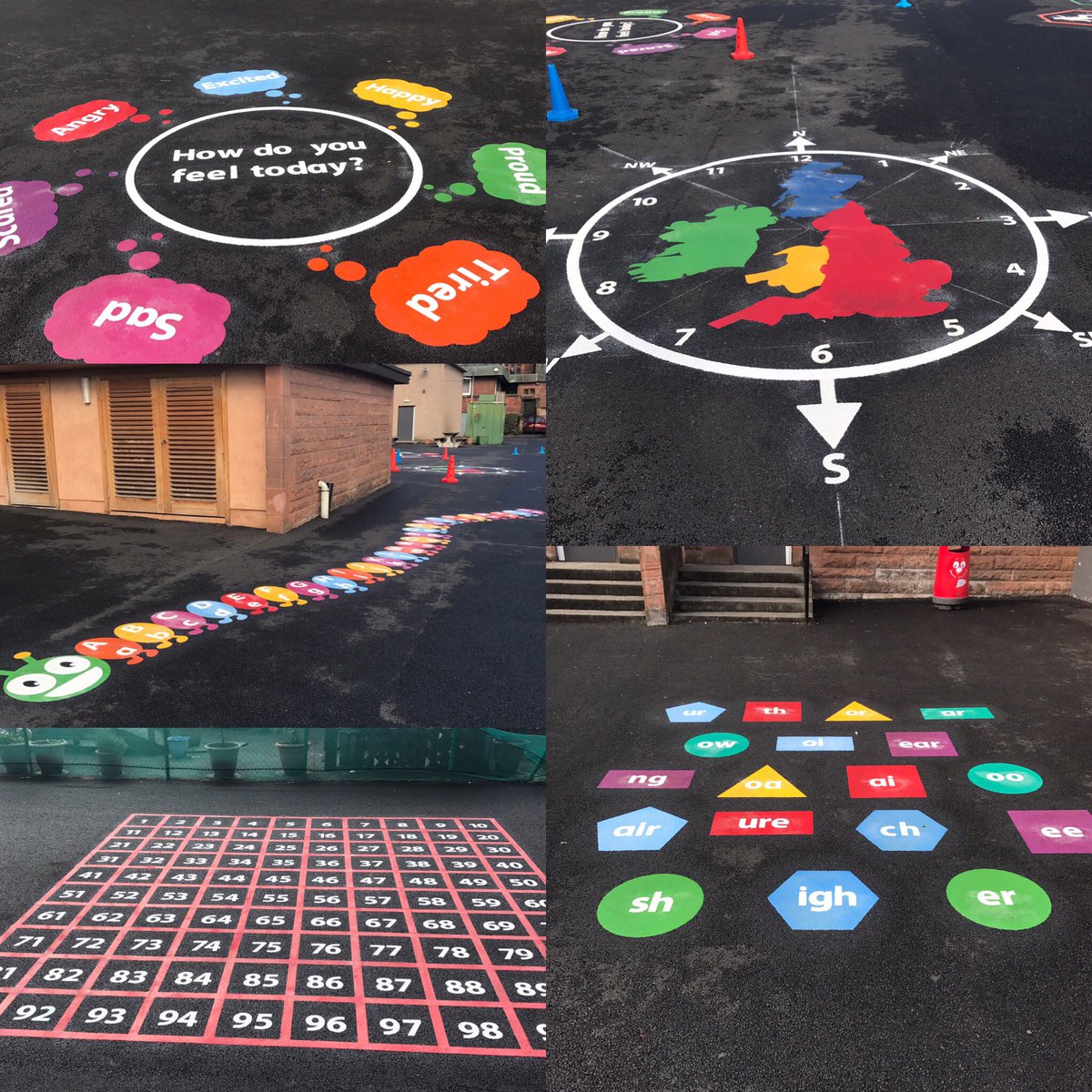 stpatrickspri's tweet photo. How well is our newly decorated playground looking? The pupils were all very excited at lunch to go and check it out #playgroundlearning https://t.co/pcO9AQ9g2o