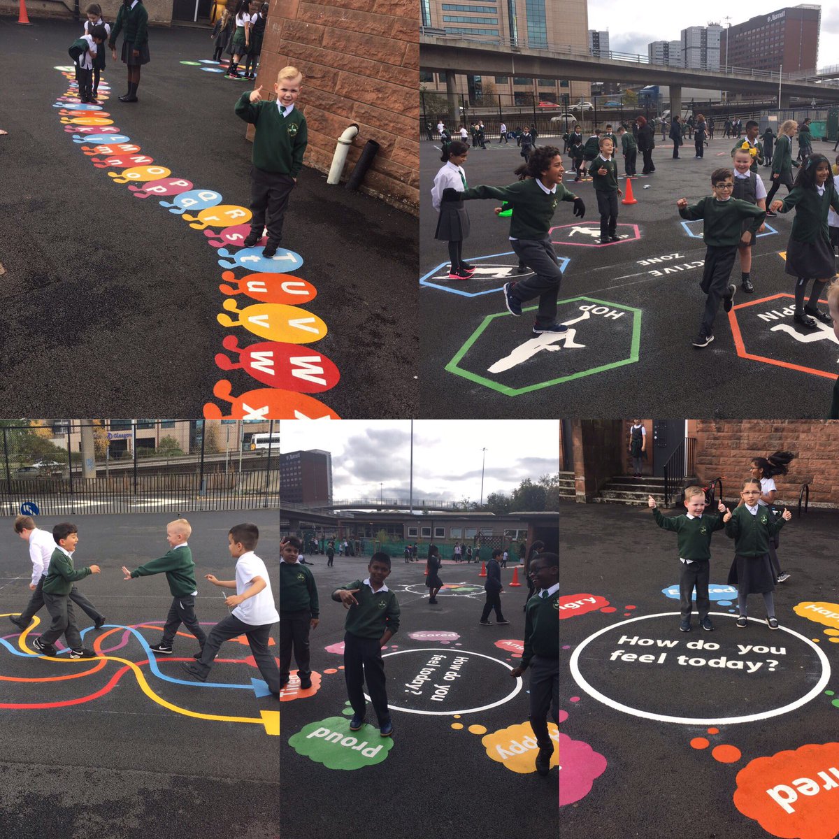 stpatrickspri's tweet photo. How well is our newly decorated playground looking? The pupils were all very excited at lunch to go and check it out #playgroundlearning https://t.co/pcO9AQ9g2o