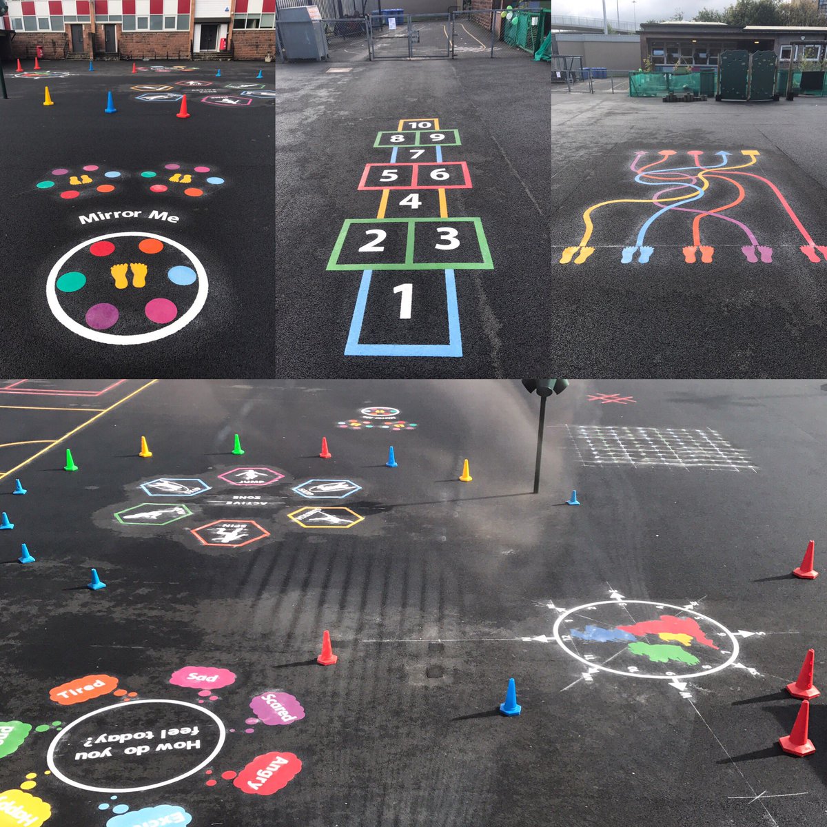 stpatrickspri's tweet photo. How well is our newly decorated playground looking? The pupils were all very excited at lunch to go and check it out #playgroundlearning https://t.co/pcO9AQ9g2o