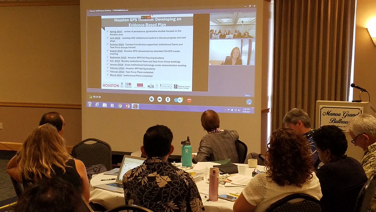 DrElston's tweet photo. Susan Goll @HCCDistrict shares the #HoustonGPS @CompleteCollege 2/4yr articulation success w/ Hawaii CCAMomentum https://t.co/NMcMwBwkK1