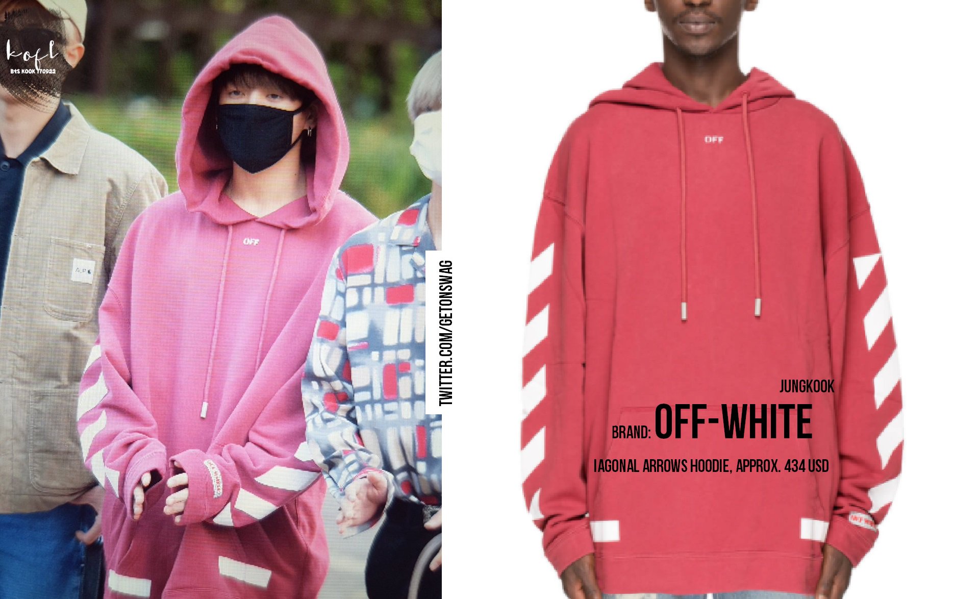 Ung dame entusiasme Modsige Beyond The Style ✼ Alex ✼ on Twitter: "JUNGKOOK #BTS 170929 #JUNGKOOK #정국  #방탄소년단 Off-White - Diagonal arrows hoodie https://t.co/725HOHYEEF" / Twitter