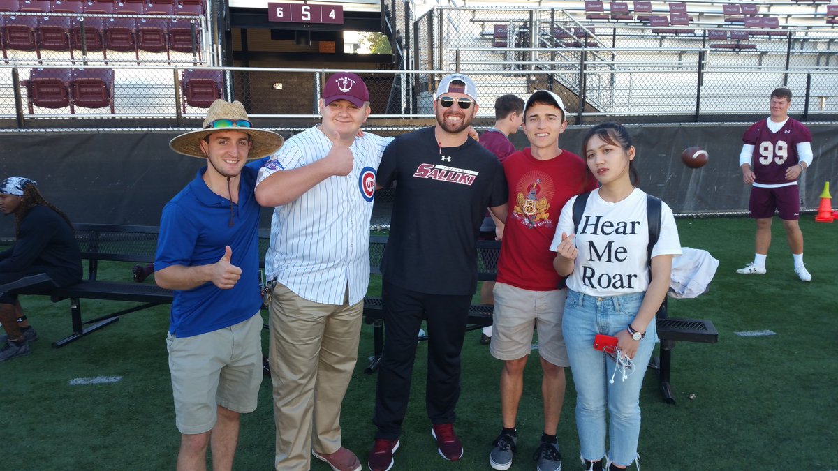 Had some fanatic @SIU_Football @SalukiDawgPound members come out 2 prctice 2day to hang out with plyers and coaches thx for all the support