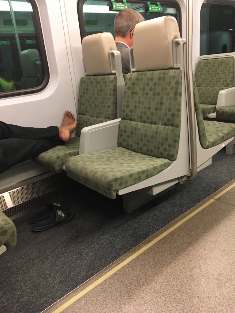 bomber_tan's tweet photo. @GOtransit You need to start giving tickets to these people. This is unsanitary. https://t.co/rRFW2Wxx4g